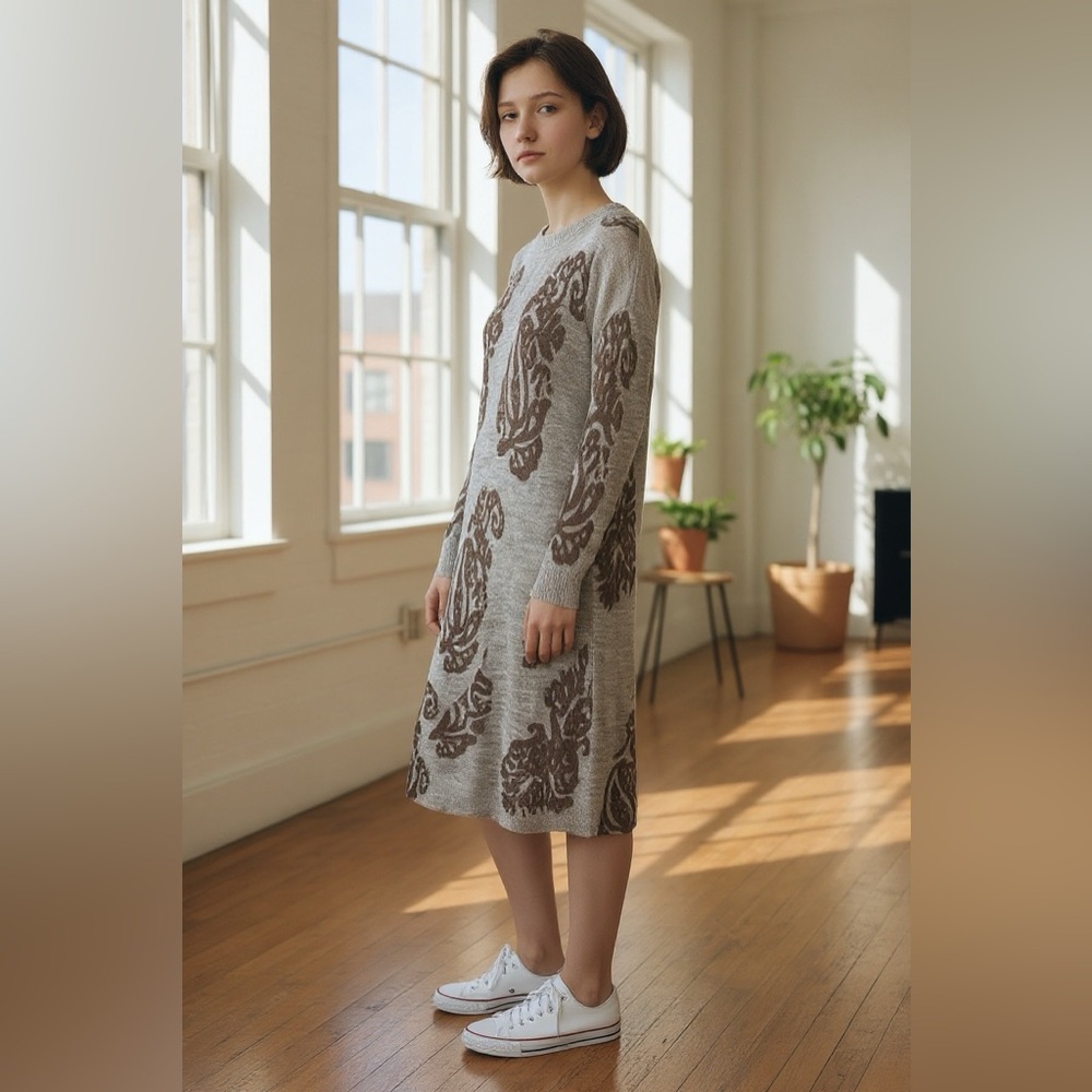 Dries Van Noten grey alpaca and wool blend knit dress - Picture 6 of 12